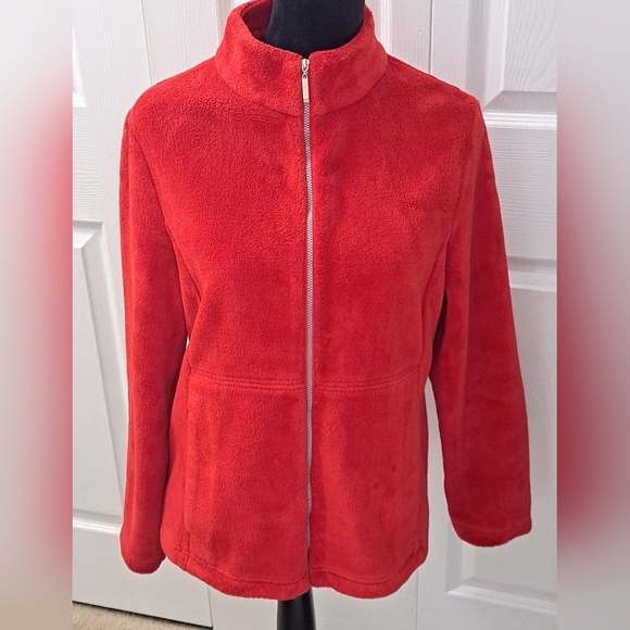 Blast Red Fleece Zip Up Jacket    Size M - Picture 1 of 8
